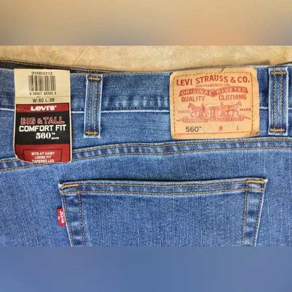 Levi's 560 Comfort 60x30 Big & Tall Loose Fit Denim Jeans - Men's - New! - Picture 2 of 9